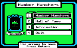 Number Munchers Title Screen